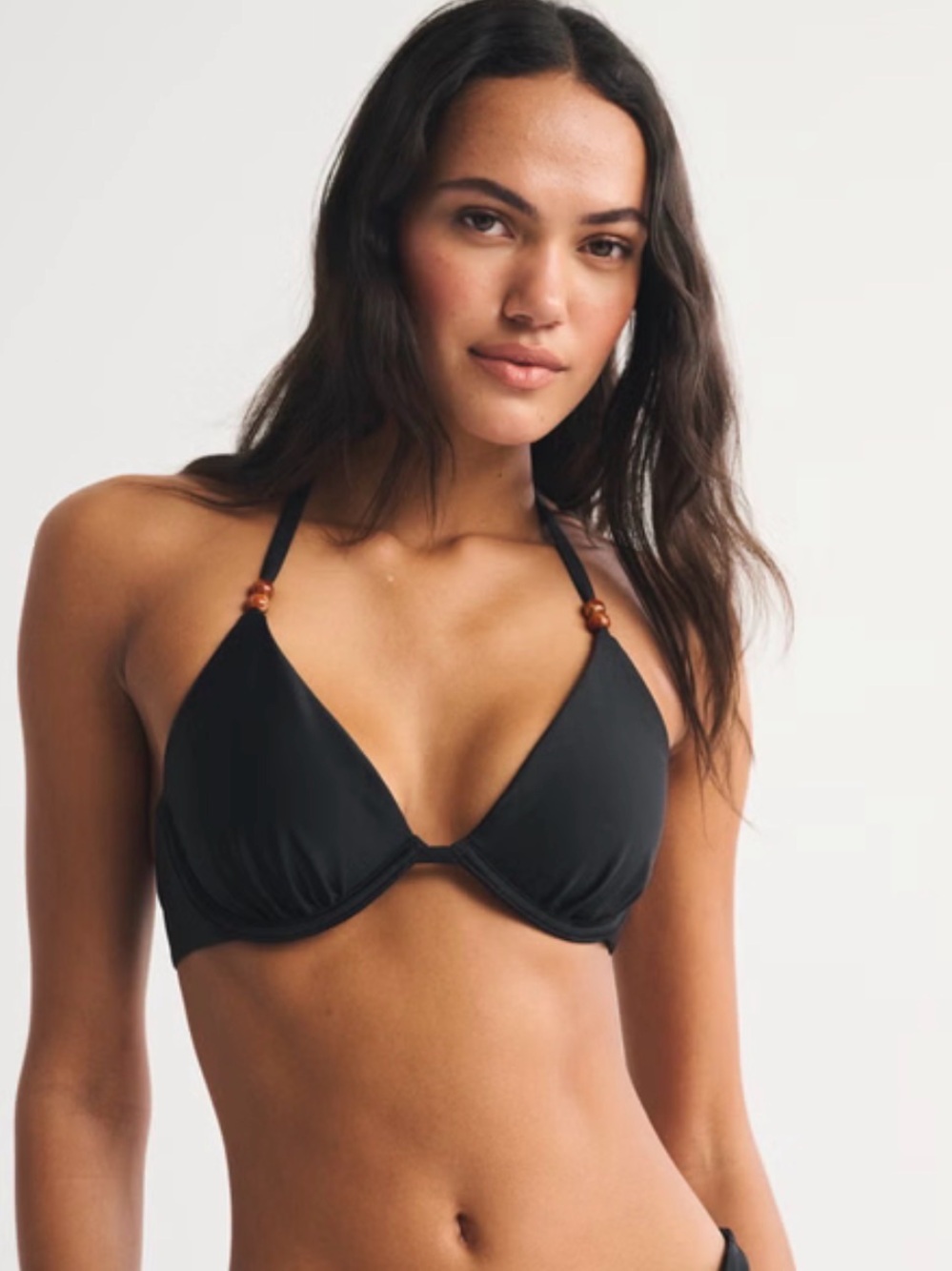 Abercrombie & Fitch Black Underwire Bikini Top with Bead Accents